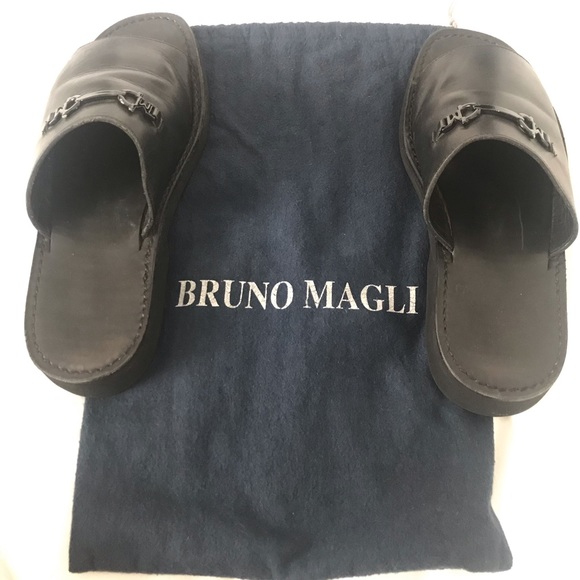 Bruno Magli Mens Black Leather Buckle Sandal Slide - Picture 4 of 5